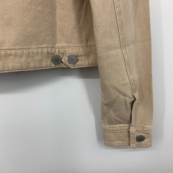 Blank NYC Denim Jacket Rose Dust Beige Button Down Crop - Picture 11 of 13